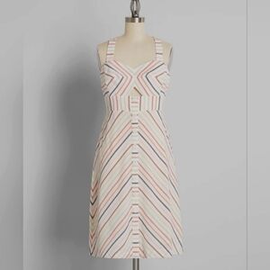 NWT Sunset Cruise Just For You Fit and Flare Dress Stripes Button Down Size 12​